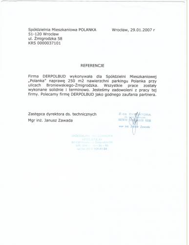 Referencje SM Polanka 2007r.